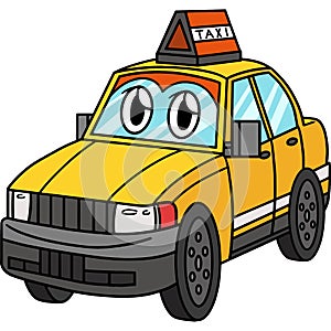 Taxi with Face Vehicle Cartoon Colored Clipart photo