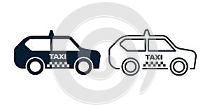 Taxi flat and line icon in trendy flat design. Car icon. Isolated vector illustration
