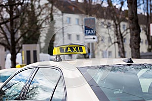 Taxi, German taxi, at the taxi rank, city