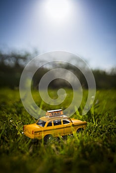 Taxi in the grass