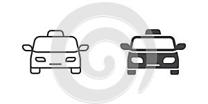 Taxi icon in flat style. Taxicab vector illustration on isolated background. Transport sign business concept