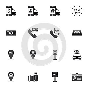 Taxi ordering service vector icons set