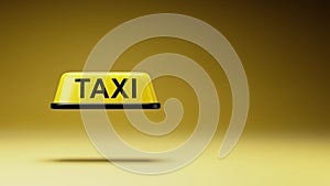 Taxi Roof Signboard Spinning on Studio Yellow Background