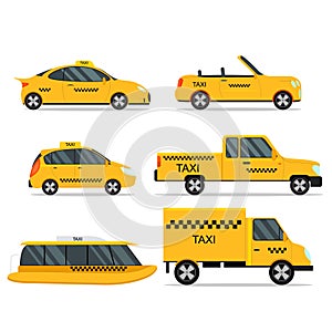 Taxi Service Car Set. Vector