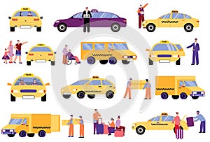 Taxi Service Flat Icon Set