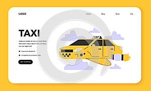 Taxi service of the future web banner or landing page. Self-driving