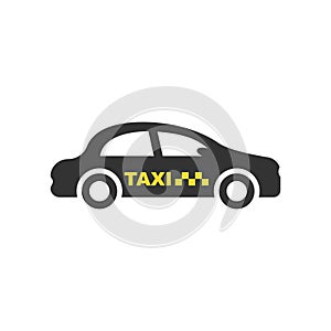 Taxi service icon in flat style. Cab vector illustration on isolated background. Delivery company sign business concept