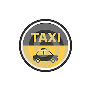 Taxi service icon in flat style. Cab vector illustration on isolated background. Delivery company sign business concept