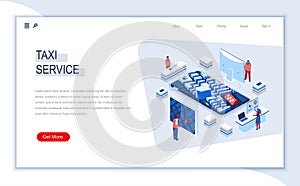 Taxi service isometric landing page