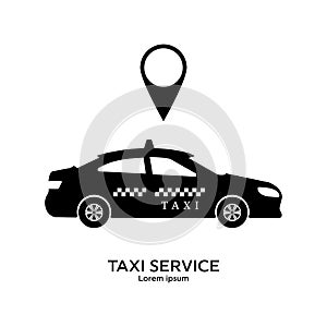 Taxi service logo template. Transportation concept. Black silhouette of taxi. Clean and modern vector illustration for design, web