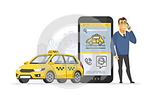 Taxi service - modern vector cartoon character illustration