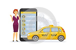 Taxi service - modern vector cartoon character illustration