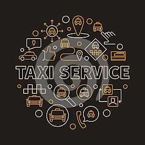 Taxi Service vector concept round linear illustration
