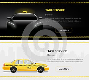 Taxi Service Web Banners. Taxi themed vector illustration.