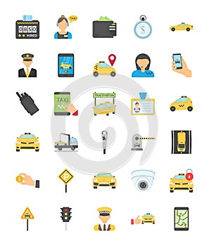 Taxi Services Flat Icons