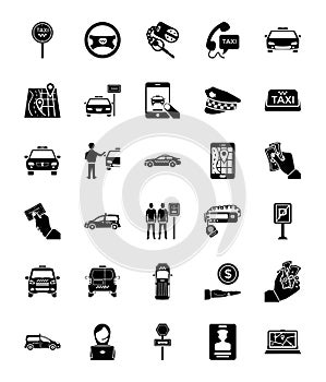 Taxi Services Glyph Icons