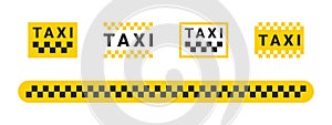 Taxi set icons. Taxi service banner elements. Round the clock service. Vector icons