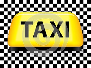 Taxi sign with checkered background