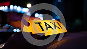 Taxi sign light on the street