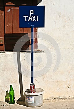 Taxi sign from Peloponese in greece