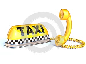 Taxi sign with telephone handset 3d rendering