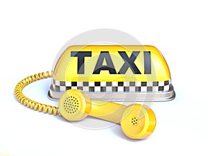 Taxi sign with telephone handset 3d rendering
