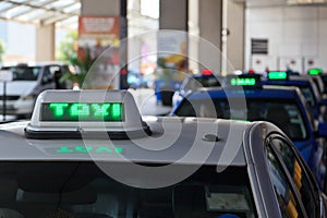 Taxi signs in line