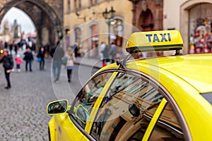 Taxi on the street of Prague.