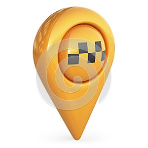Taxi target map pointer. GPS locate symbol; 3D icon photo