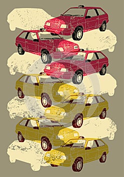 Taxi. Typographic retro grunge poster. Vector illustration.