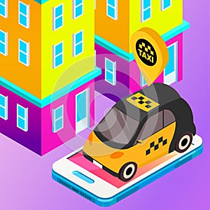 Taxi vector car illustration. Transport icon, symbol of transportation. Vehicle traffic banner design. Speed delivery.