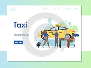 Taxi vector website landing page design template