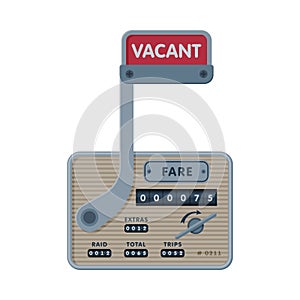 Taximeter Device Calculating Equipment, Taxicab Counter Measurement Appliance Vector Illustration on White Background