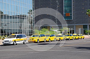 Taxis lined up for fares