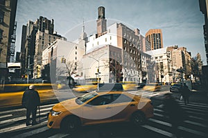 Taxis and People in the Traffic - New York