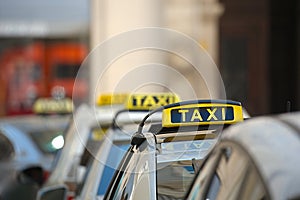 Taxis on a street