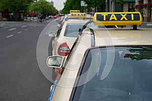 Taxis waiting in line