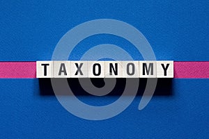 Taxonomy word concept on cubes