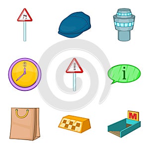 Taxy icons set, cartoon style photo