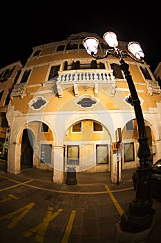 Taxy parking under lanp at Chioggia