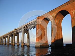 Tay Rail Bridge and Dundee from Fife, Scotland