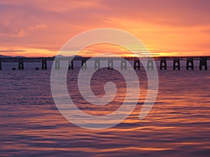 Tay Rail bridge at dusk