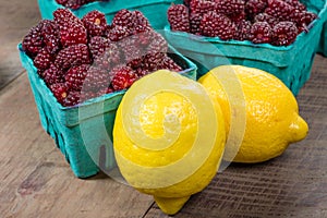 Tayberries and lemons for cooking