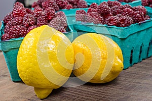 Tayberries and lemons for cooking