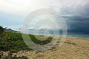 Tayrona National Park surrounded by turquoise sea and white sand beach in Colombia