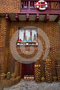 Tazones shells facade house of Asturias Spain