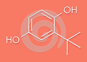 TBHQ tert-Butylhydroquinone antioxidant preservative molecule. Skeletal formula.