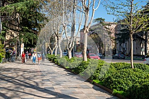 Tbilisi, Georgia - 13 April, 2024: Restored Chavchavadze Avenue in Tbilisi