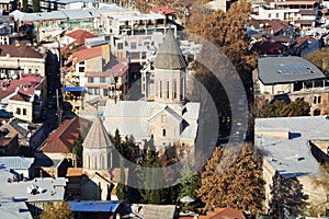 TBILISI, GEORGIA December 17, 2019: Beautiful aerial view of the old part of city in Tbilisi, Georgia