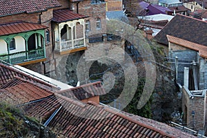 TBILISI, GEORGIA December 17, 2019: Beautiful aerial view of the old part of city in Tbilisi, Georgia